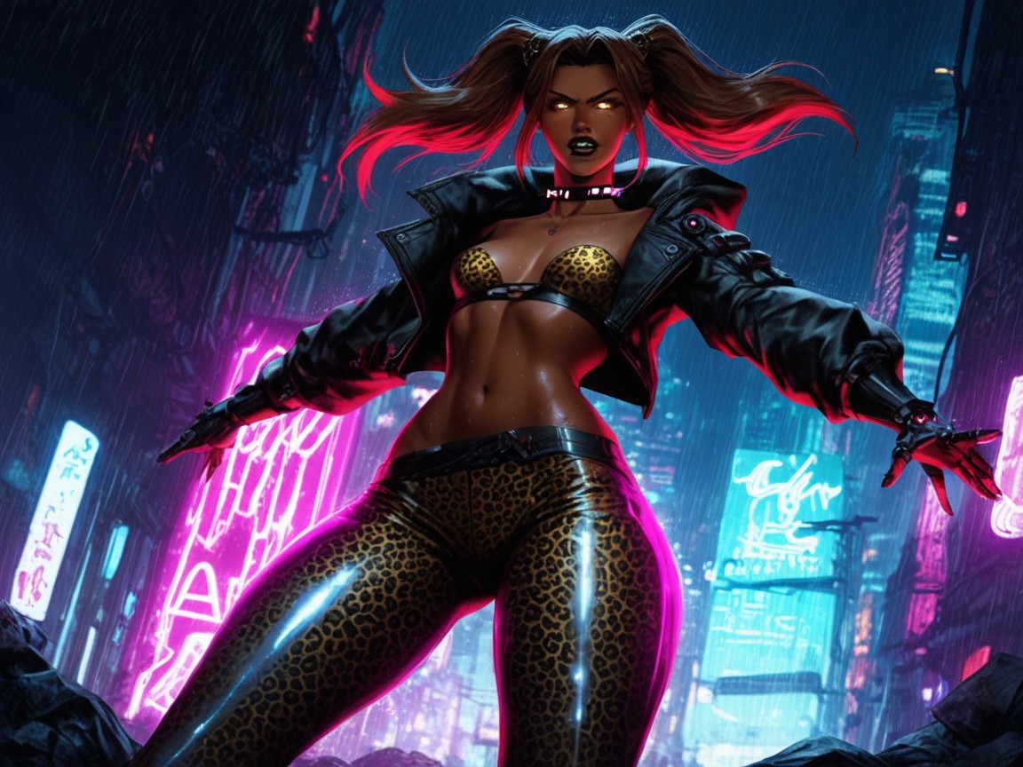 Low Torso Height, Cybernetic Augmentations, Motion Blur Latina AI Porn