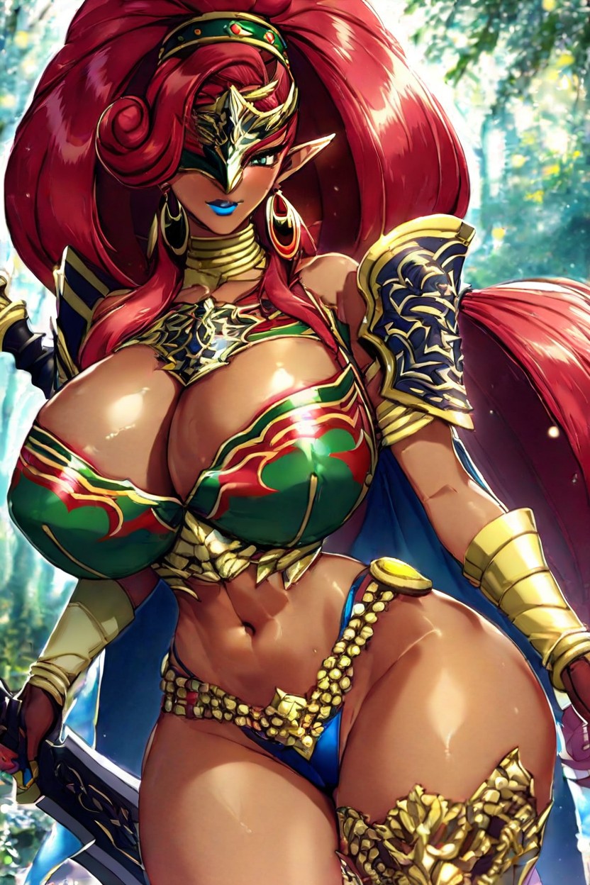 Hair Covering Both Eyes, Huge Ass, "urbosa From Zelda Series" Hentai AI Porn