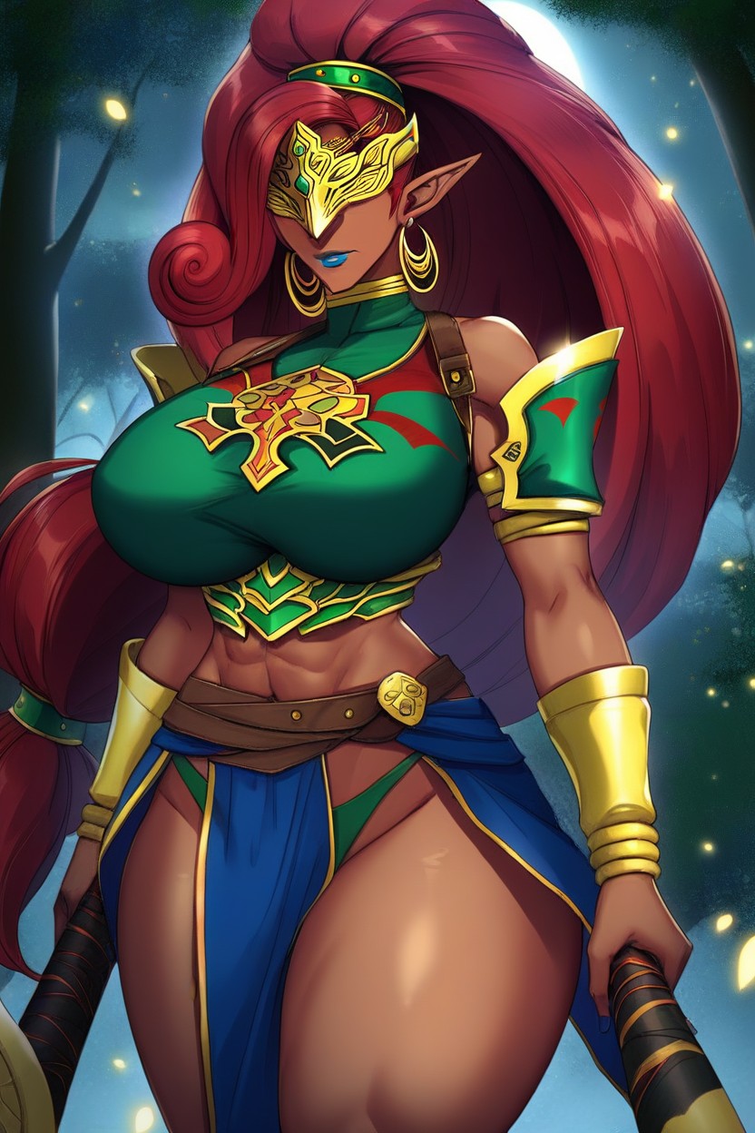 Wide Hips, Holding Huge Massive Sword, Wearing Urbosa Cosplay Hentai AI Porn