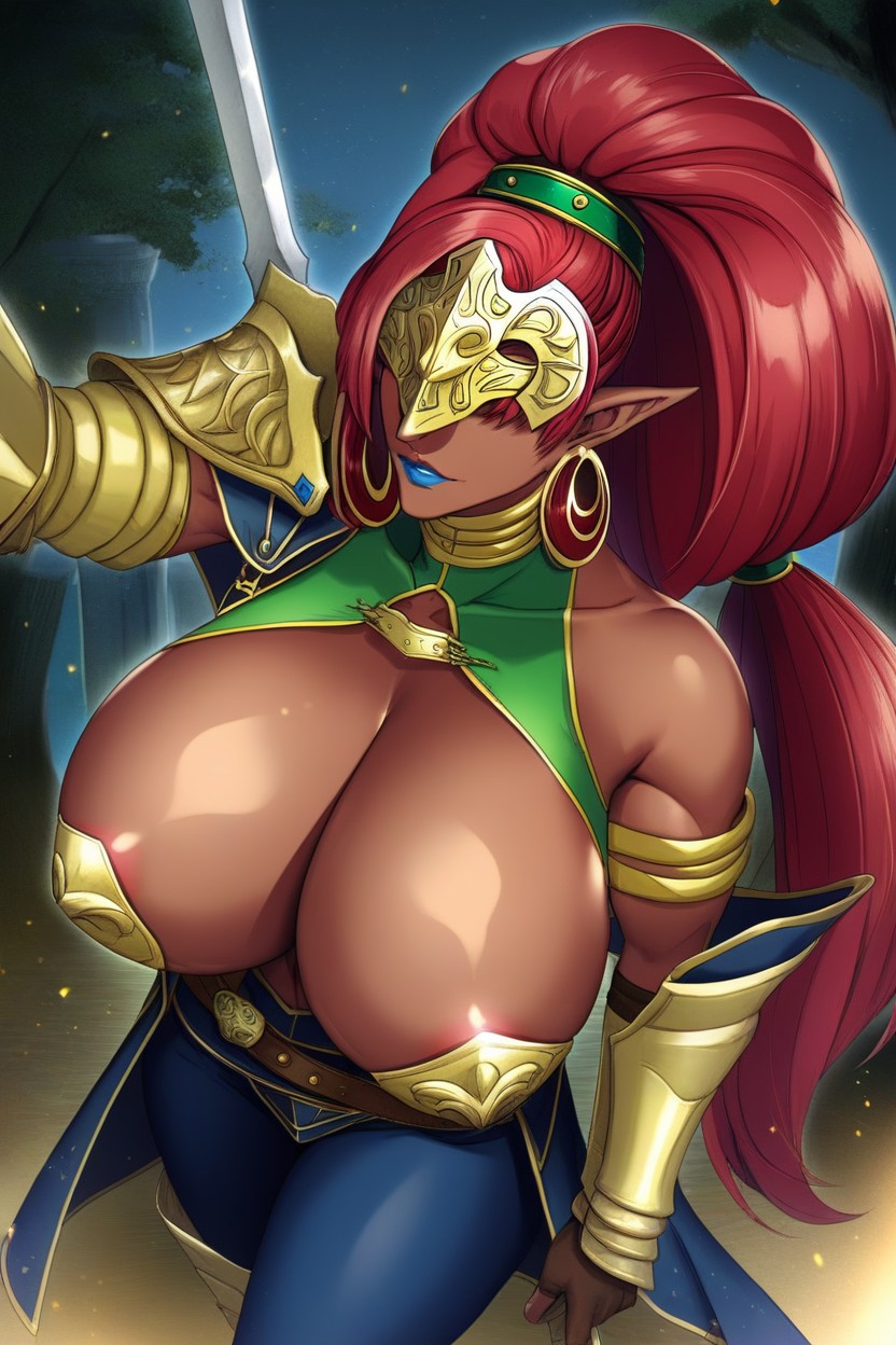 Wide Hips, Hyper Breasts, Gold Grieves Hentai AI Porn