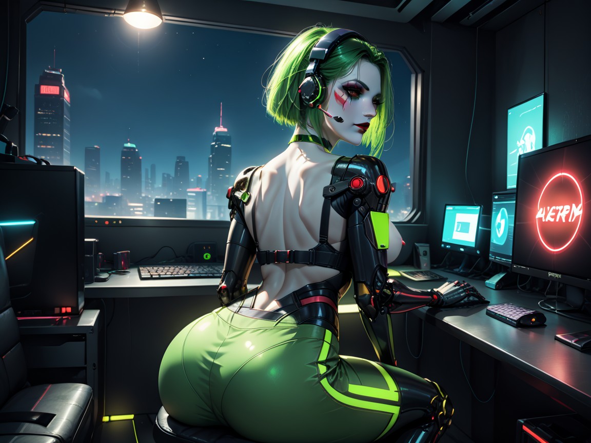 Dark Theme, Eye Shadow, Buzzcut Hentai AI Porn