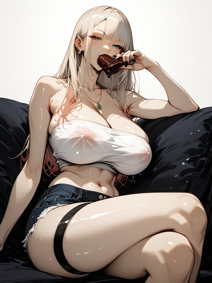 Marin Kitagawa Sono Bisque Wa Koi Wo Suru, Jean Shorts, Neck And Shoulder Baring Outfits Very Jeans Shorts Hentai AI Porn
