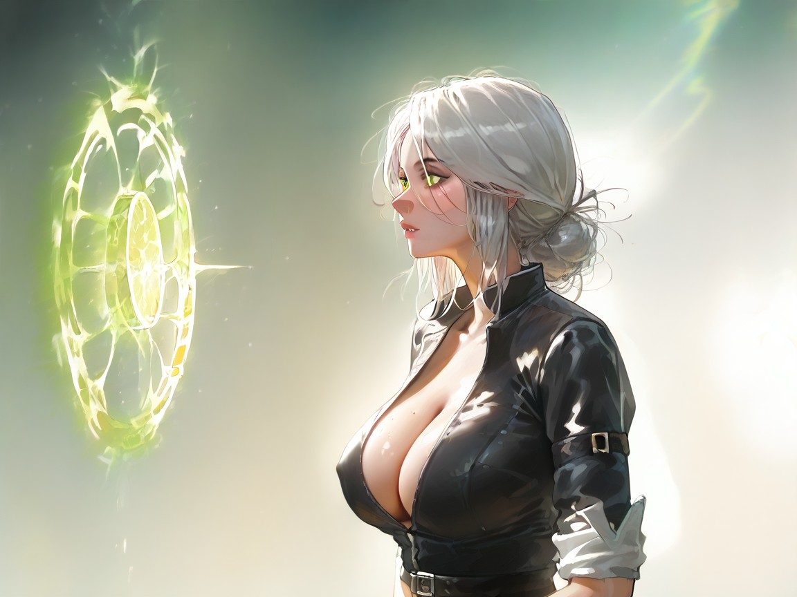 Long Silver Hair, Very Detailed, Cleavage Hentai AI Porn