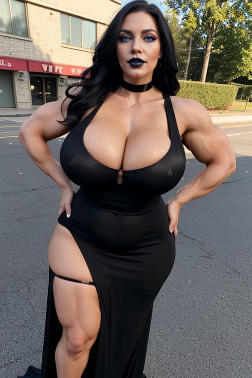 Beautiful Bimbo Face, Eight Feet Tall, Oversized Colossal Gigantic Hyper Breasts AI Porn