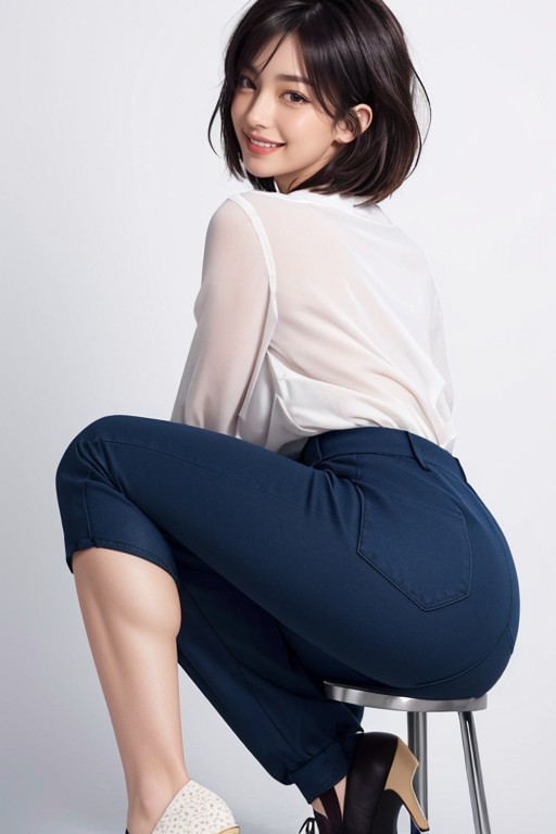 Courte Longueur, Legs Together, Blushing Porno IA