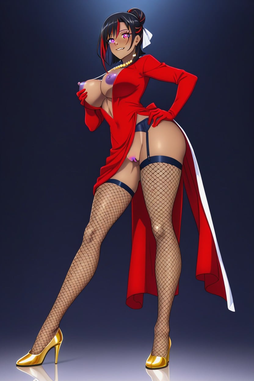 Fishnet Stockings, 正面図, Thick Thighs ヘンタイAIポルノ