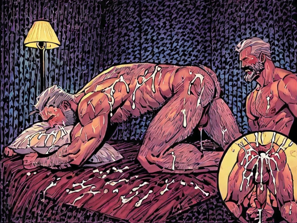 Maintained On The Bed, Shows Anus, Éjaculation Porno IA Gay
