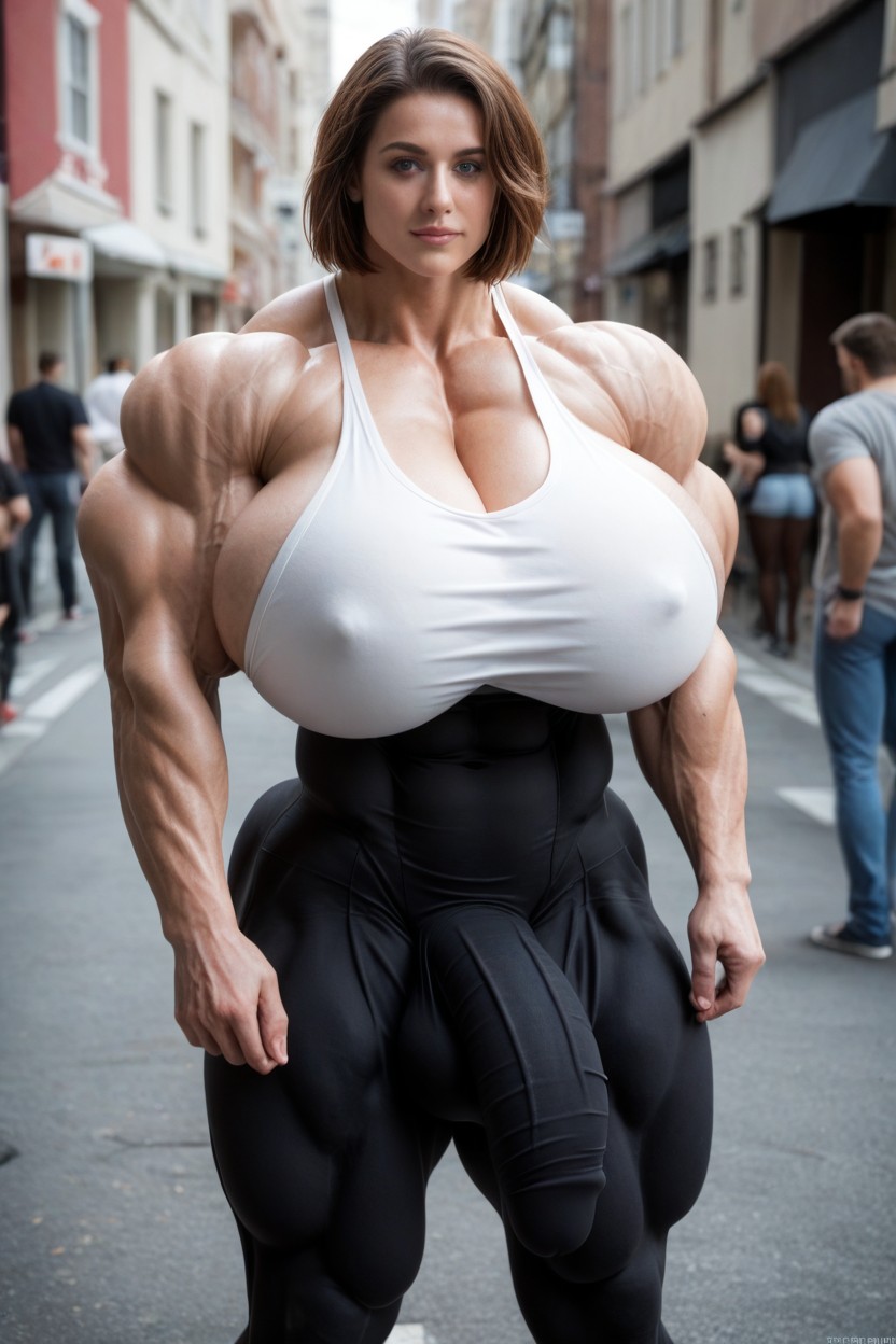 Straight Hair, Muscular Female, Gigantic Trapezius 人妖AI黃片
