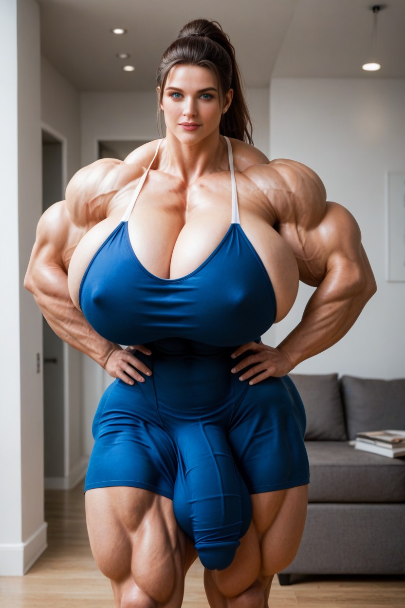 Bulge, Gigantic Trapezius, Beautiful Face 人妖AI色情