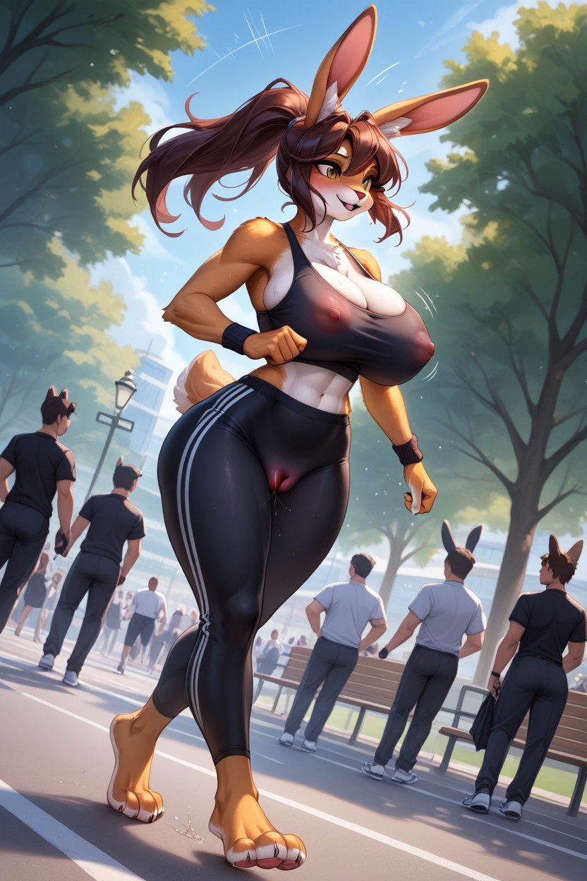 恥ずかしい, Hyper Pussy, Black Sport Bra ファーリーAIポルノ