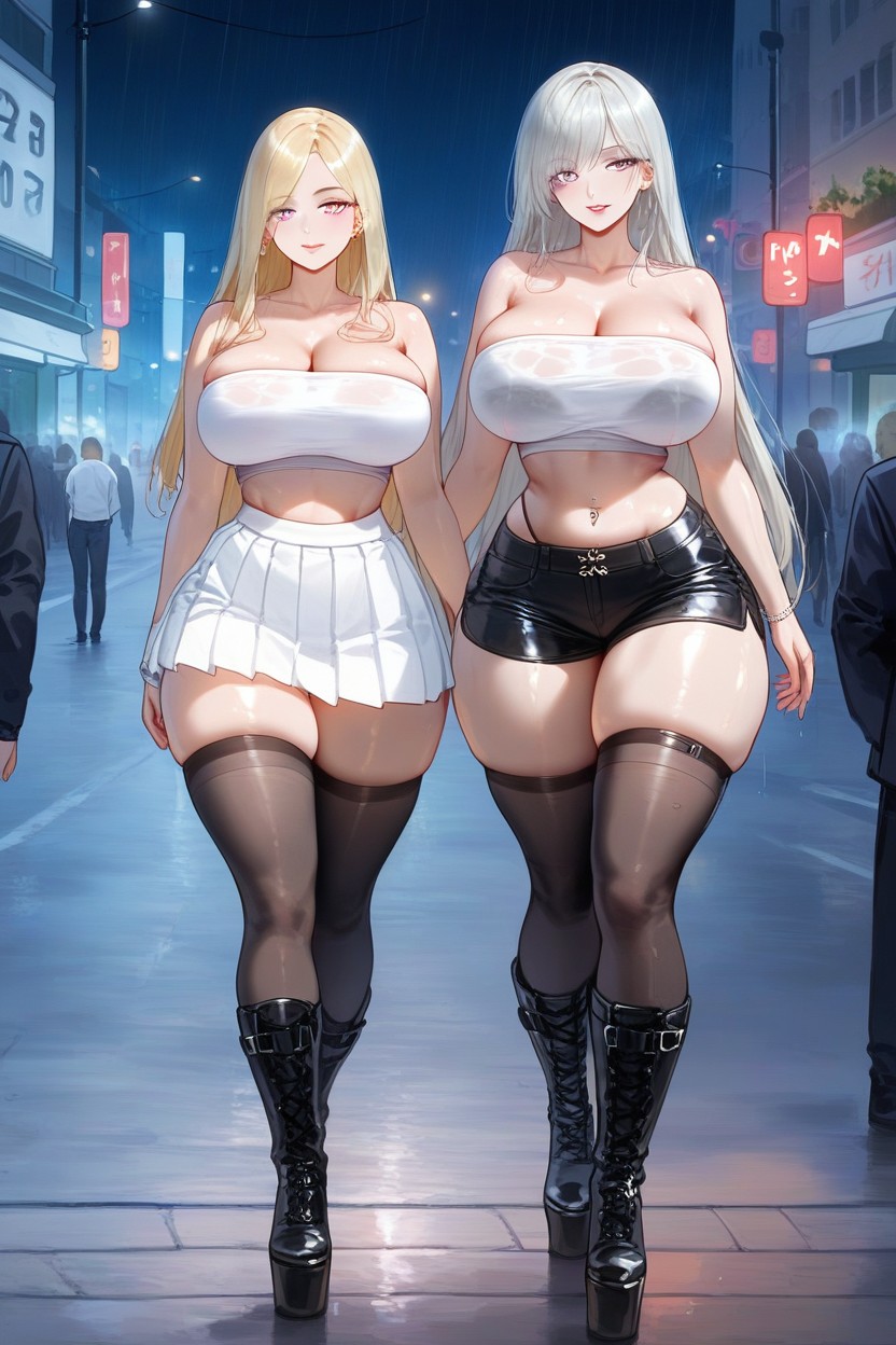 Navel Piercing, Perfect Figure, Wide Waist AI Porn