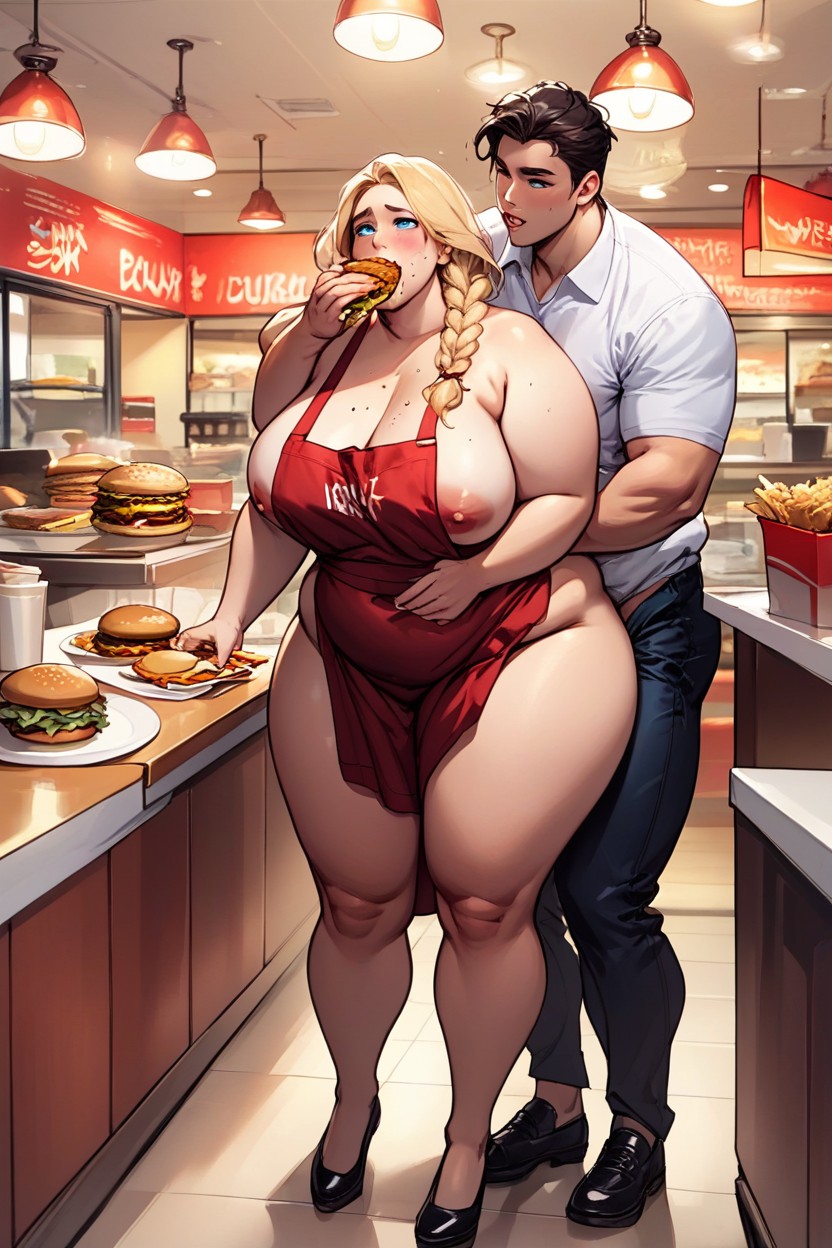 Naked Apron, Exposed Breasts, 18+ BBW AI Porn