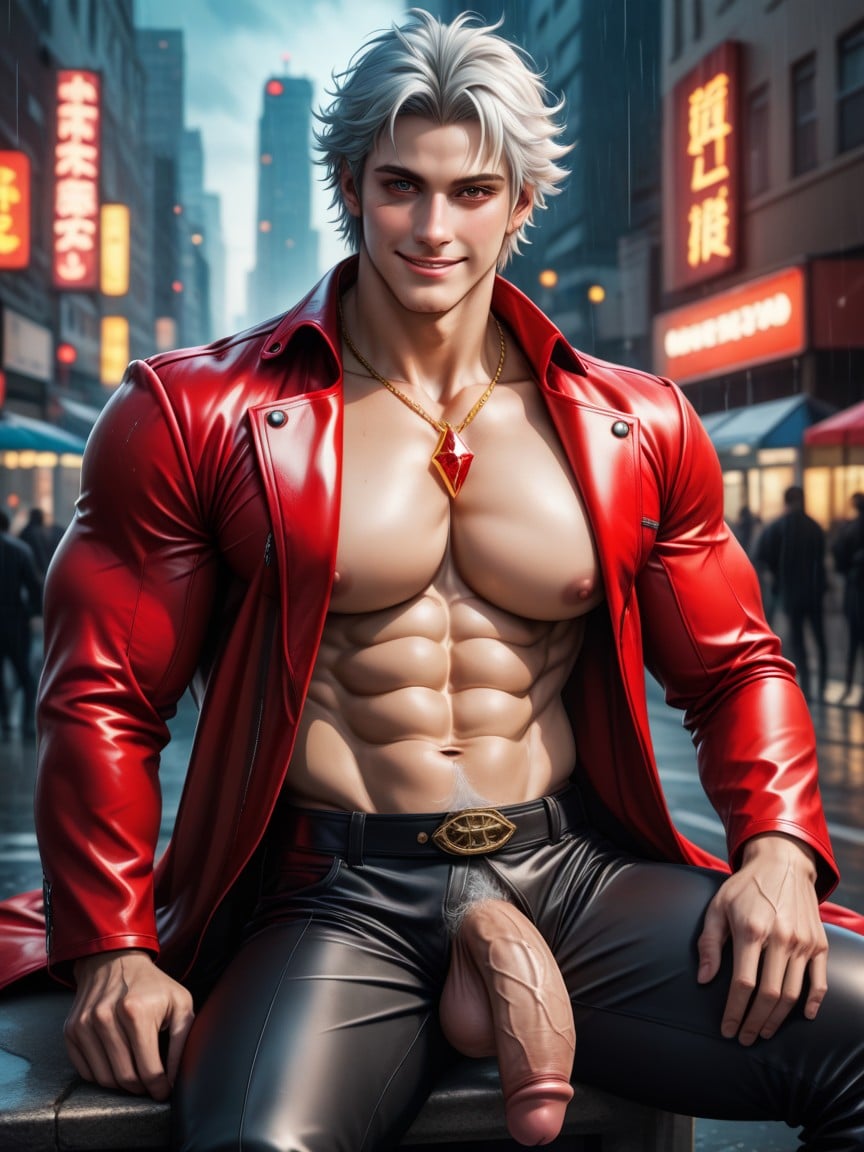 Happy, Ultra High Res, Black Leather Pants AI Gay Porn