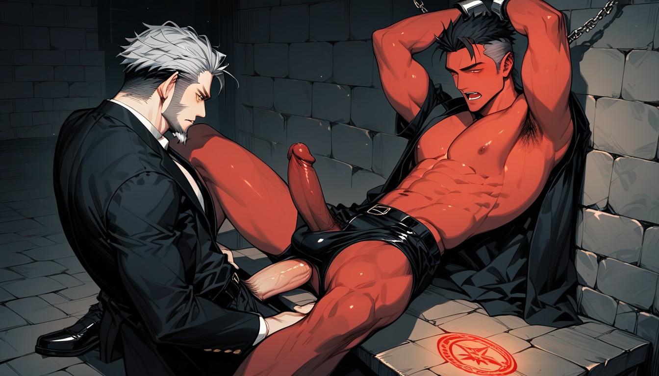 Magic Circle On The Floor, Donjon, Closed Zipper Porno IA Gay