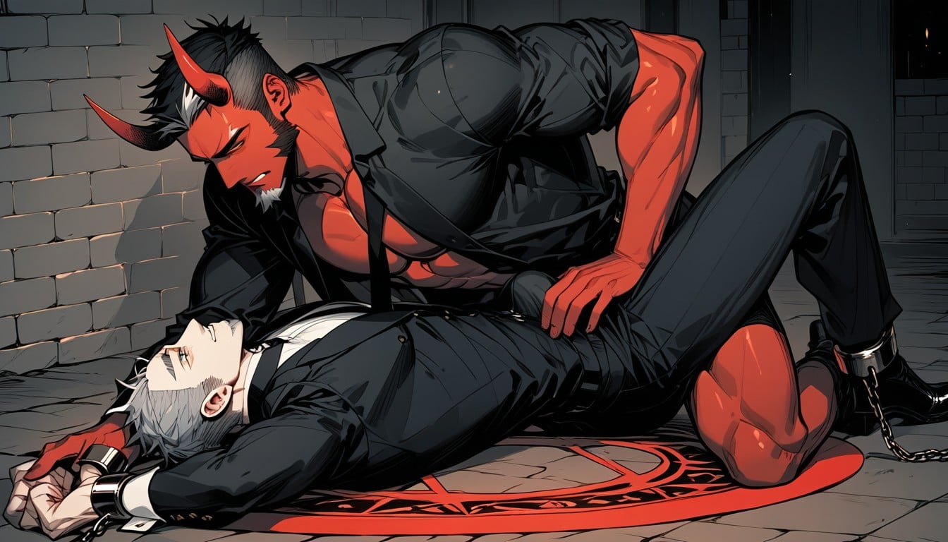 Spread Legs, Black Horns, Massif Porno IA Gay