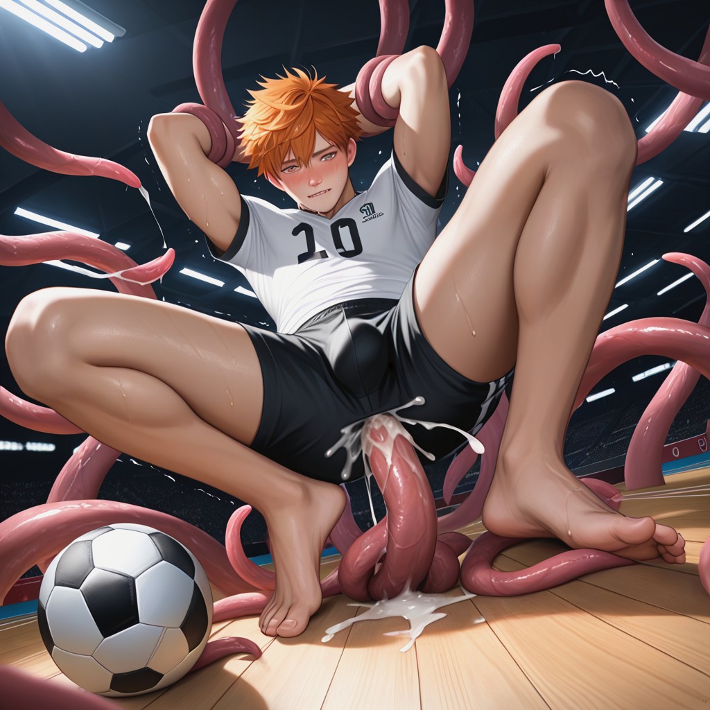 Arms Up, Orange Hair, 正面図 ゲイAIポルノ