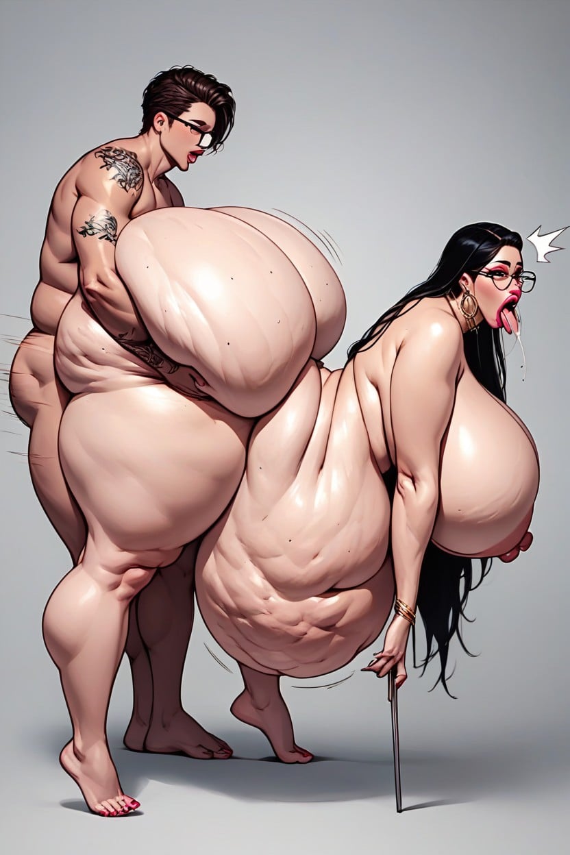 Plowed From Behind, Mega Fat Tits, Naked BBW AI Porn