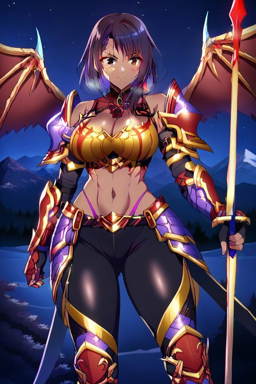 Gold Arm Armor, Holding Sword Spear, "seong Mi-na From Soul Calibur" AI Porn