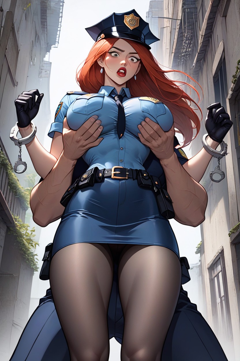 Wide Open Eyes, Black Gloves, Anatomically Accurate Hentai AI Porn