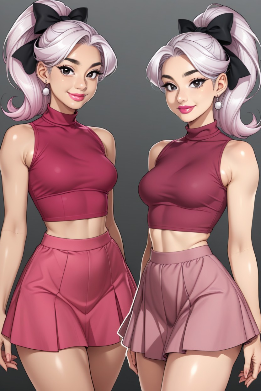 Small Breasts, Flared Skirt, Shiny Hair AI Porn