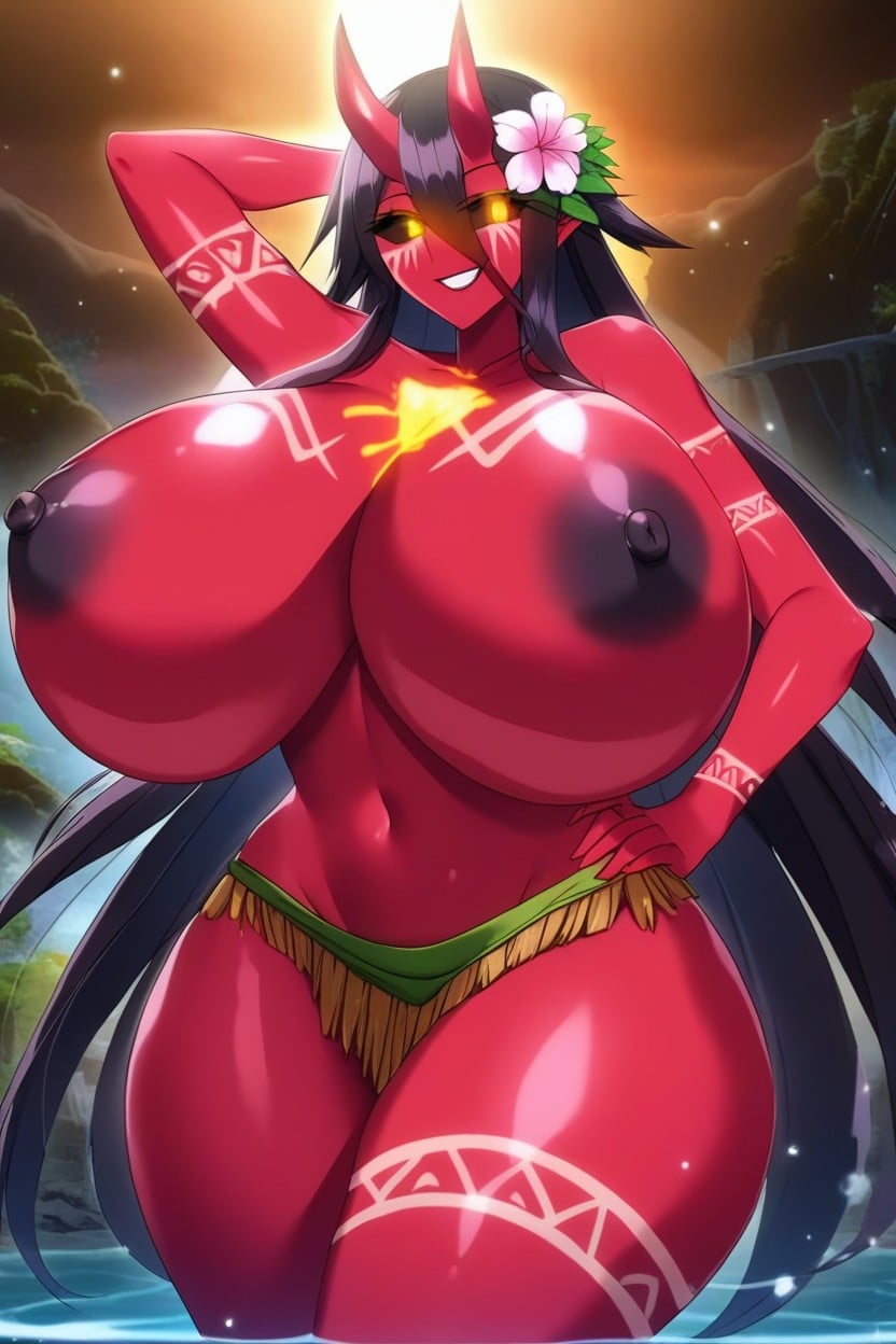 Topless, Thick Hips, Lava Sea Hentai AI Porn