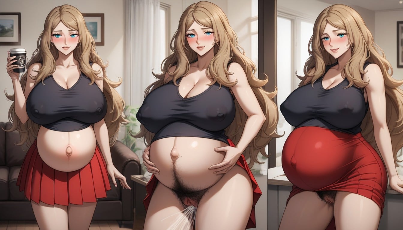 Pregnancy Progression, Full Lips, Very Long Hair AI Porn