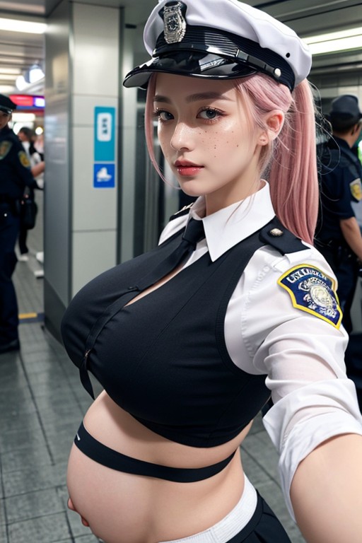 White Eyebrows, Extreme Wide Open Eyes, 지하철역 아시아 AI 포르노
