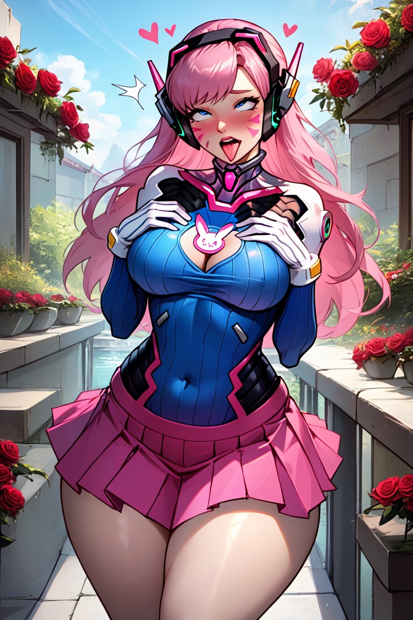 Pleated Skirt, Rose Top Clothing, Tight-fitting Skirt AI Porn