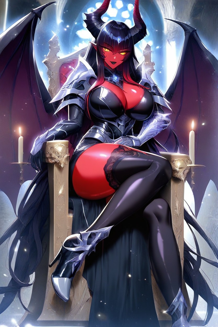 Fluffy Black Fur Sides Of Hips, Throne, Demon Lord Castle AI Porn