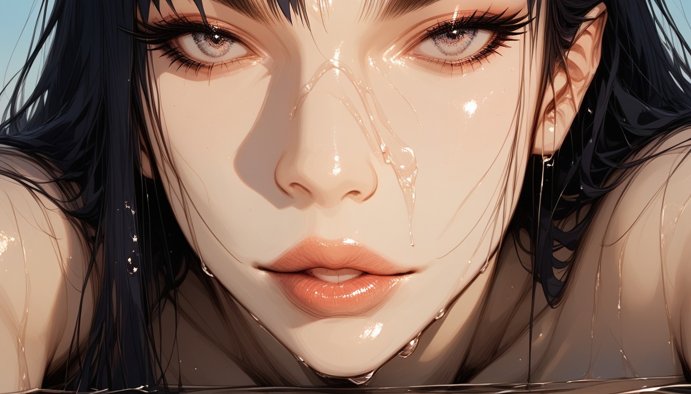 Wet Hair, Beautiful Face, Sensual Hentai AI Porn