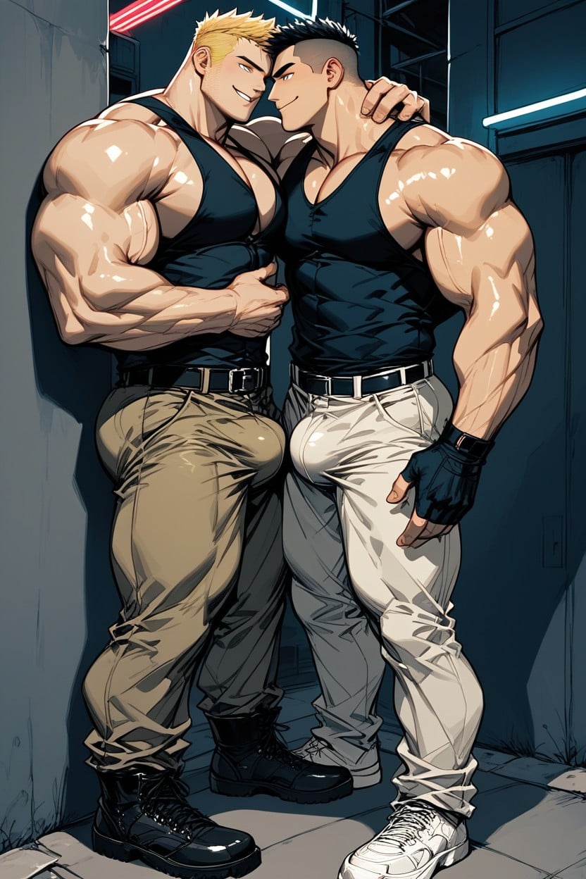 Is Grabbing Crotch And Licking Neck In An Empty Alley, Huge Muscular Arms, Bigger Dom AI同性戀黃片