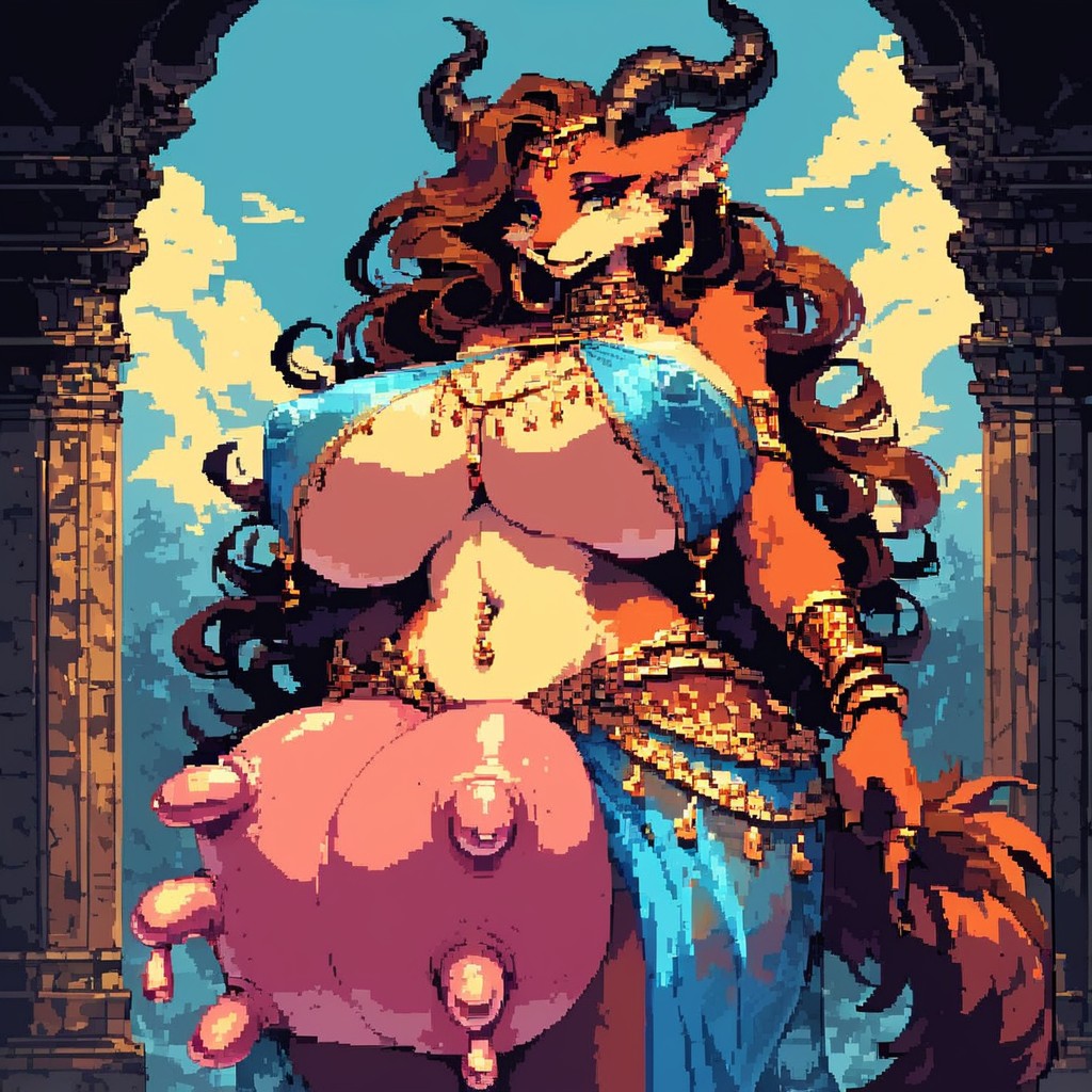 Brown Hair, Big Breasts, Low-angle View Furry AI Porn