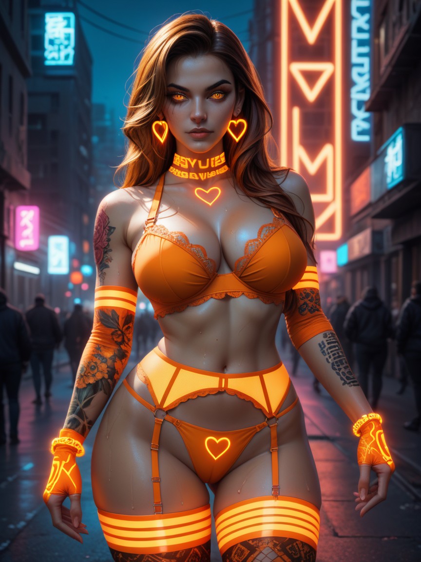 Neon Body Lighting, Neon Writing Mask Glowing, Big Ass AI Porn