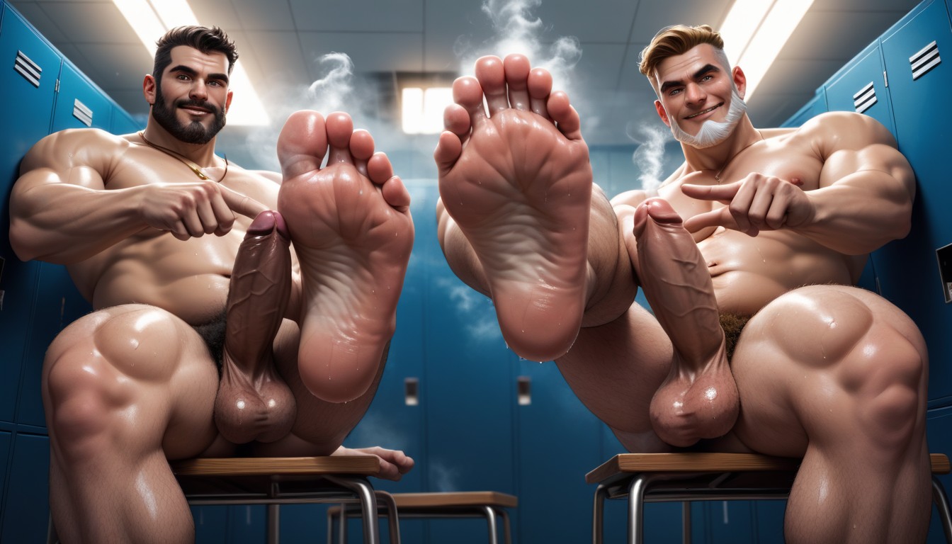 Visible Snorting, Sniffing Feet, The One On The Left Is A Handsome Muscled Man Porno IA Gay