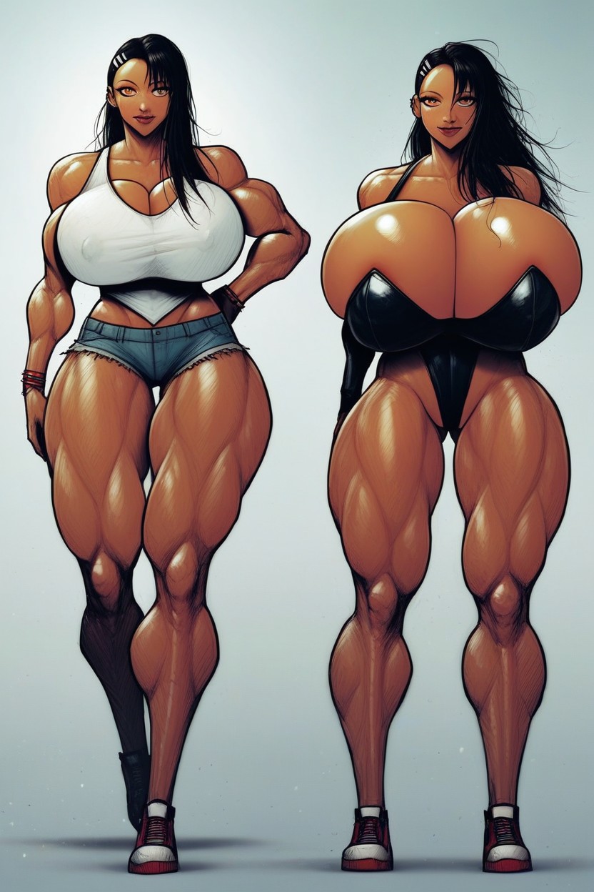 Sagging Mega Huge Unnatural Ass, Naked, Muscle Arms AI Porn