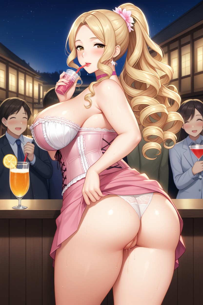 Many People Around, Brunette, Mini Skirt Hentai AI Porn