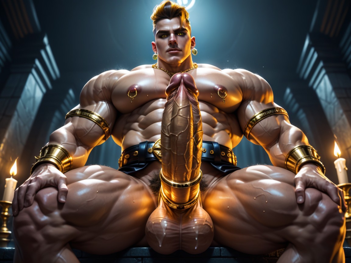 Du Bas Vers Le Haut, Thick Thighs, A Genou Porno IA Gay