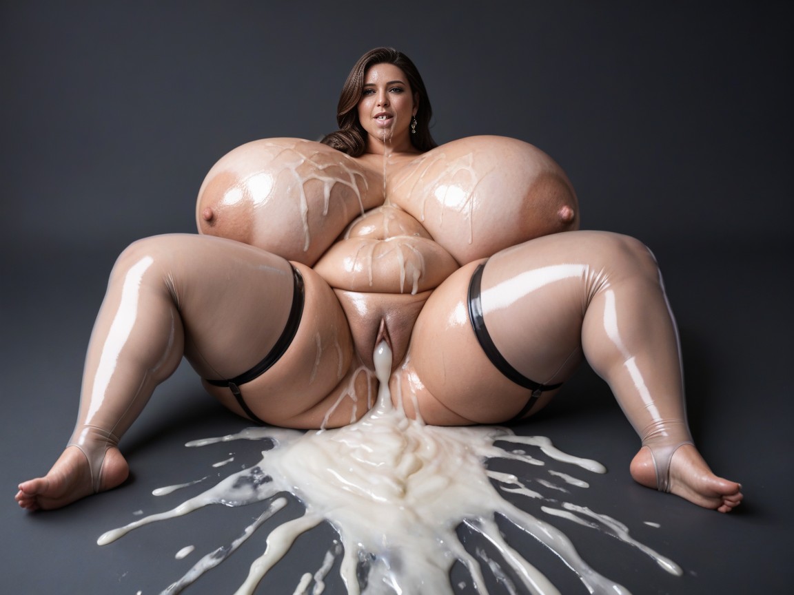 Super Heavy Breasts Hanging Down, Cum Dripping From Mouth, Hyper Fat Thighs AI Porn