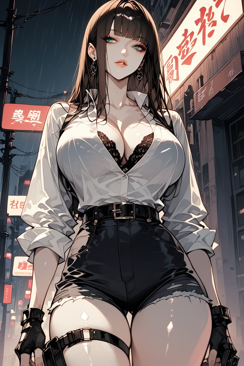 Cyberpunk City, Cinematic, Hourglass Hentai AI Porn