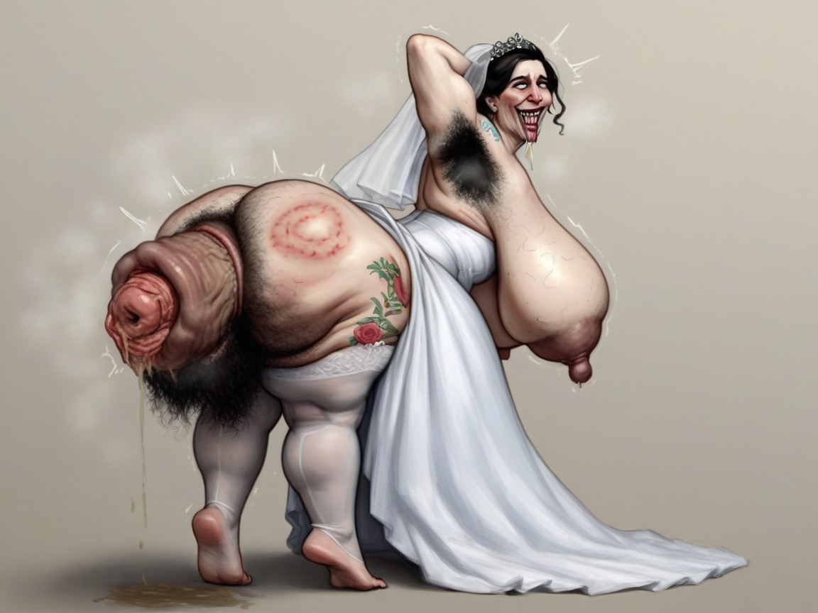 Hairy Asscrack, Analprolapse, Drooling AI Porn