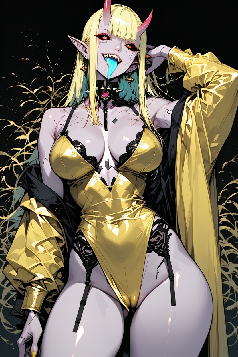 Detailed Face, Glow Skin, Light Blue Tongue Hentai AI Porn