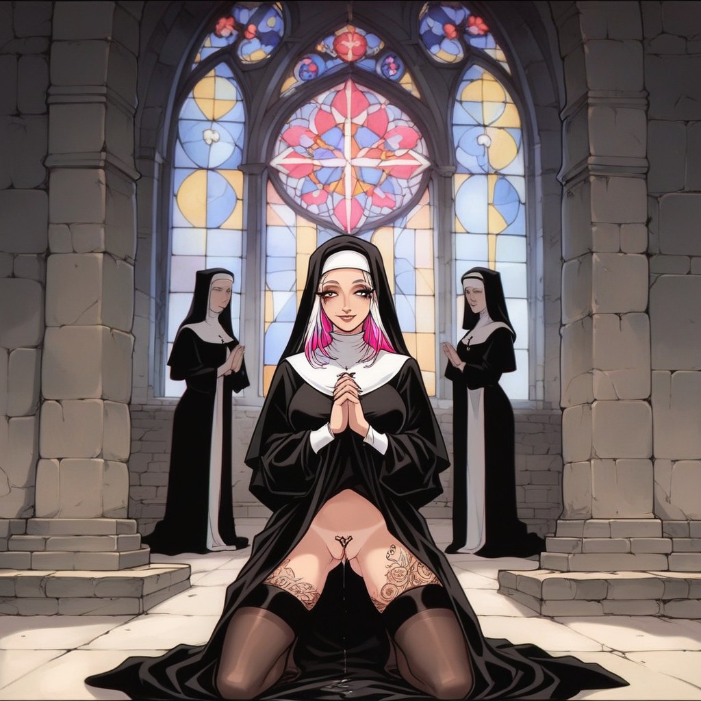 Dress Pulled Up, Legs Spread, Bottom View Hentai AI Porn