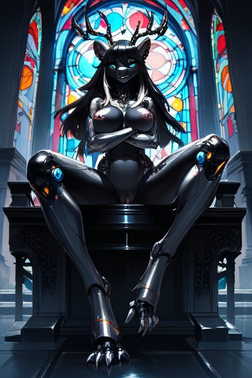 Crossed Arms Under Breasts, Pistons And Gears, Irregular Black Spots Furry AI Porn