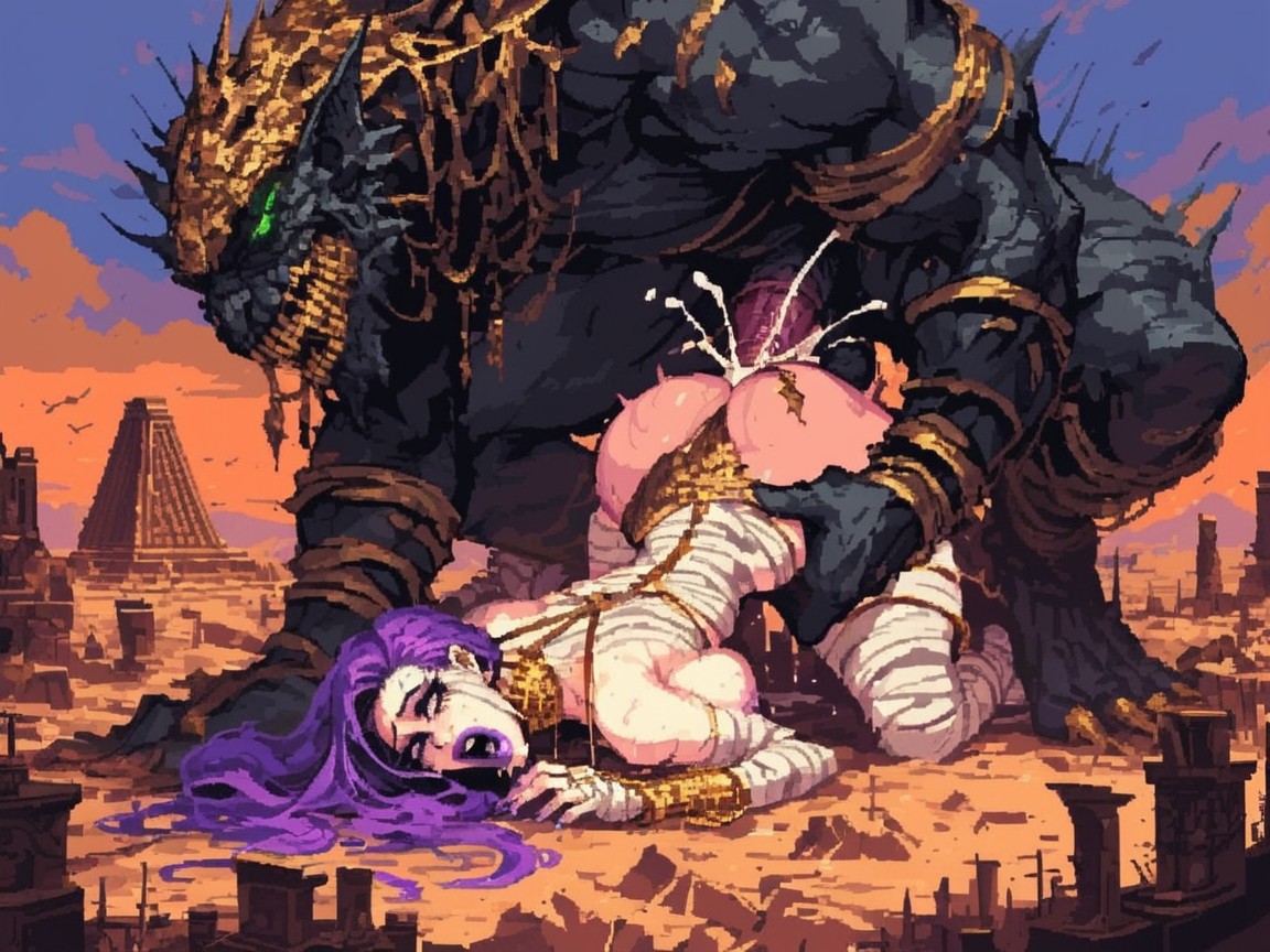 Grabbing Breasts, Purple Eyeliner, Insanely Wide Open Mouth AI Porn