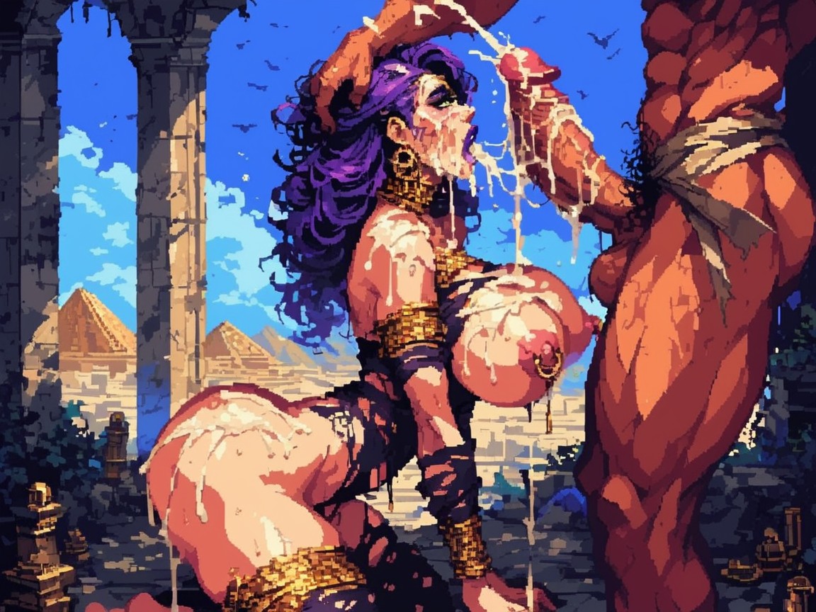 Cumshot, Gold Torn Clothing, Pyramids AI Porn