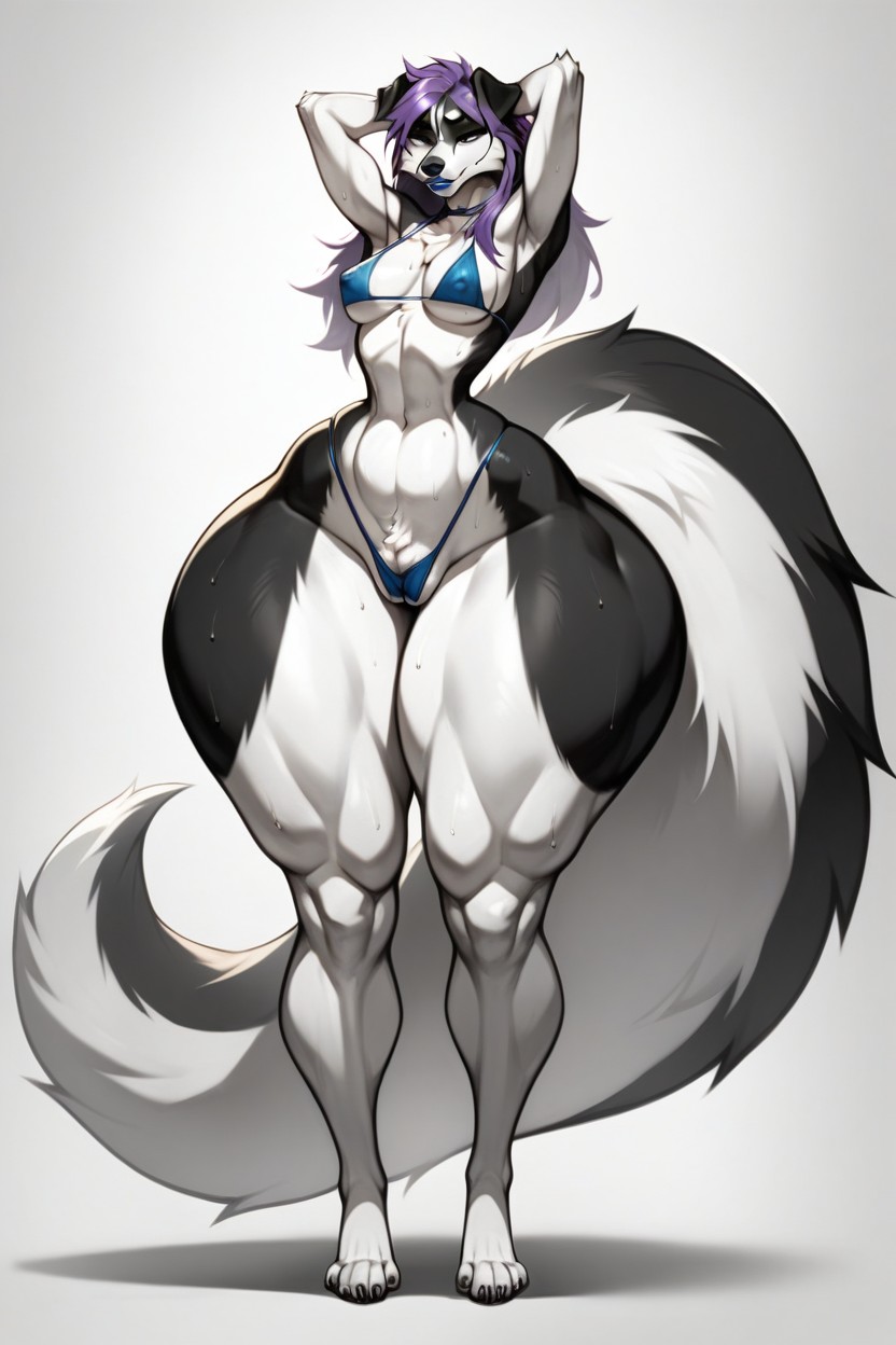 Husky Furry, Ass Raised, Full Body AI Porn