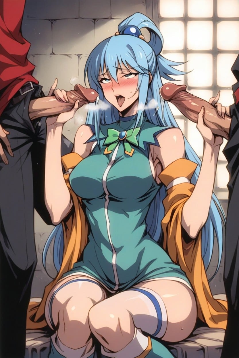 Aqua From Konosuba, Kazuma Sato From Konosuba, Precum Hentai AI Porn