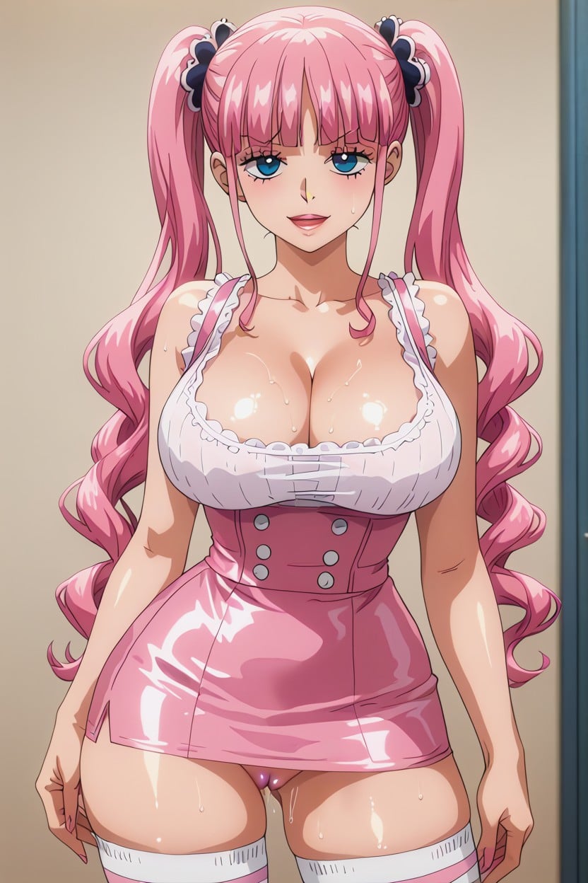 Pink Hair, Sweaty, No Panties Hentai AI Porn