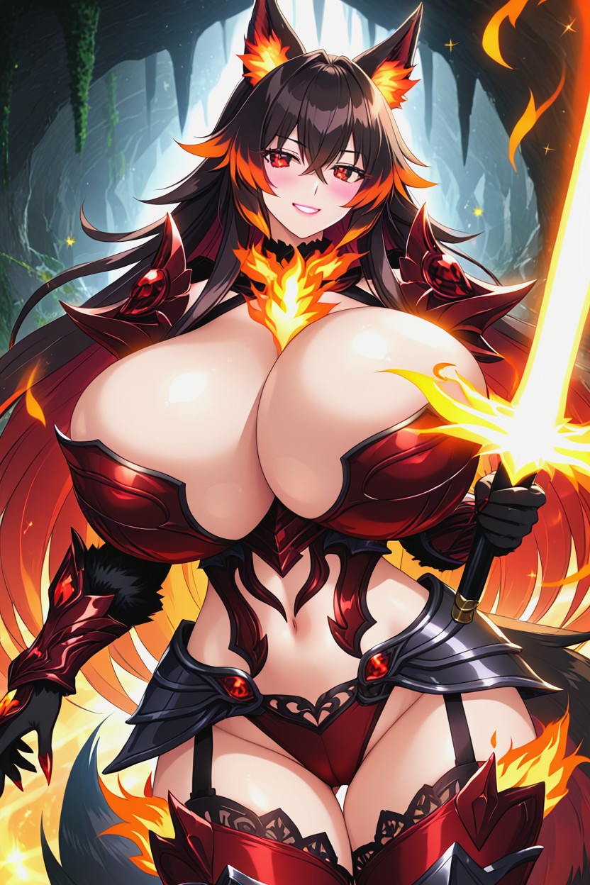 Armor, Busty, Cozy Cave Hentai AI Porn