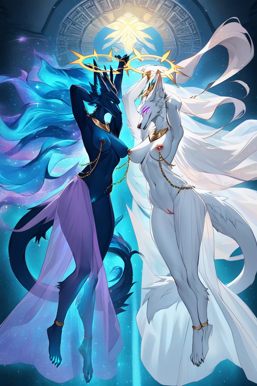 Glowing Black And Ethereal Purple Orbs, Halo Above Head, Glorious AI獸人黃片